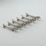 Knife holder, dog/dachshund, silver metal, vintage