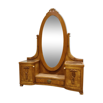 Antique mirror cabinet, 1920s - antique hallway cabinet - tilt mirror  anity table - antique cabinet