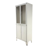 Vintage iron & glass medical cabinet, czechoslovakia