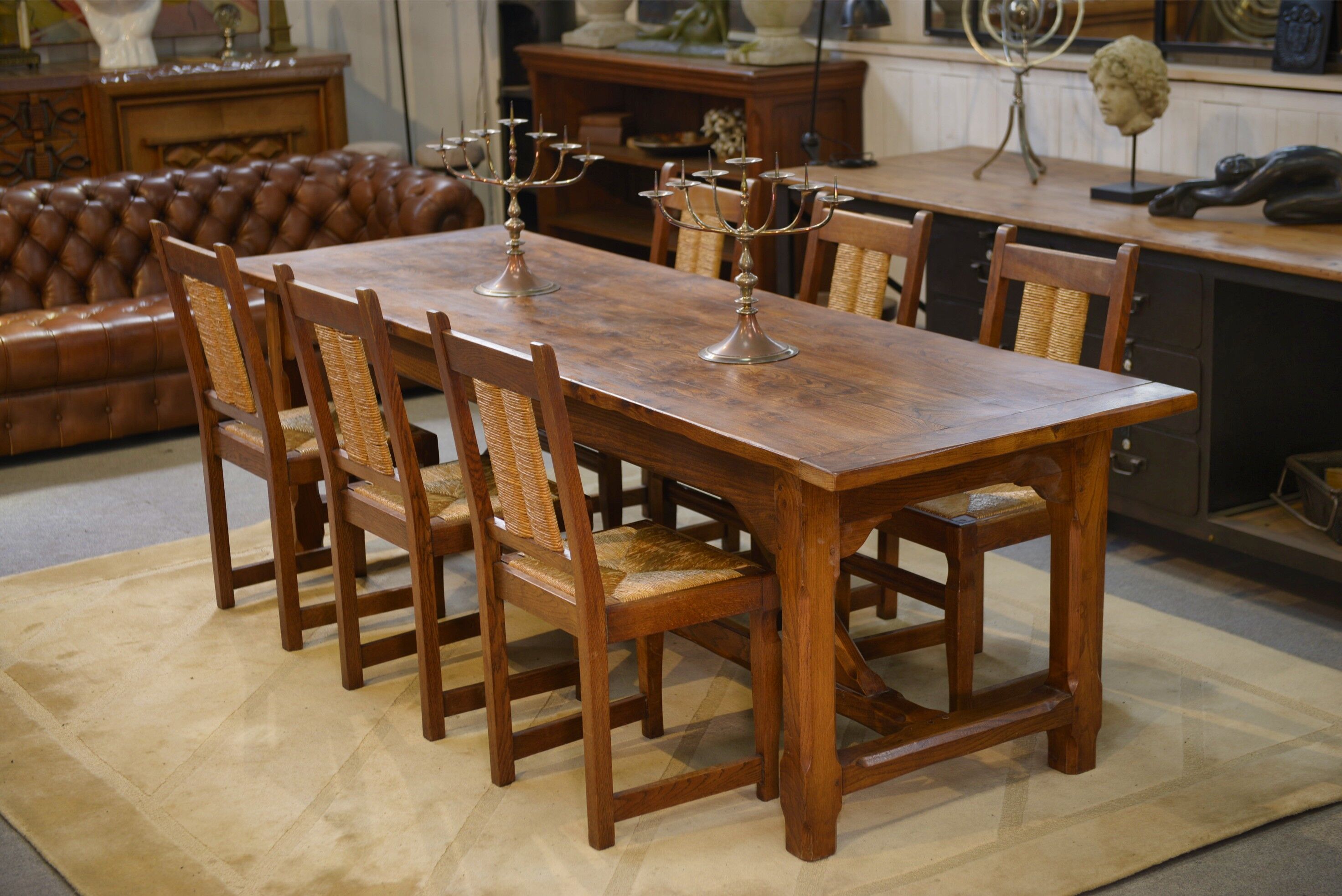 Grande table de ferme en orme massif 1950’s