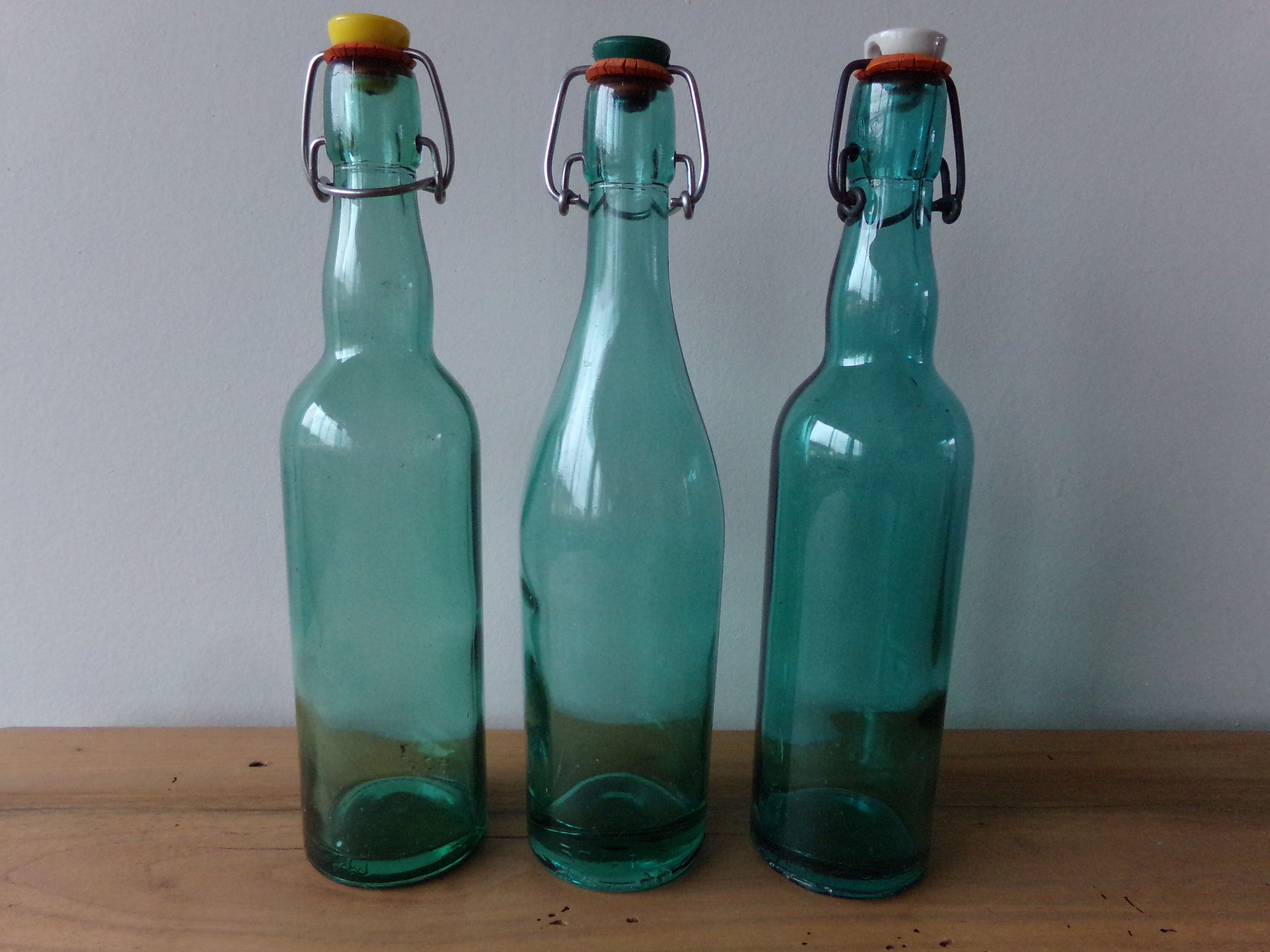 3 old green bottles