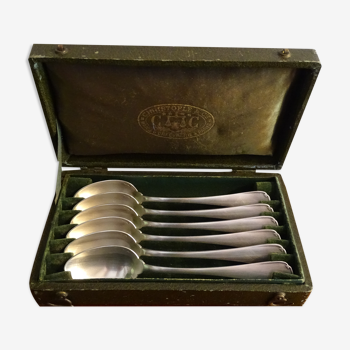 Christofle - Japanese model - 6 Art Deco dessert spoons 14 cm in case