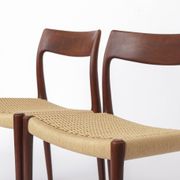 Set of 4 Niels Møller Model 77 Chairs Dark Teak Danish Cord 1950s Danish