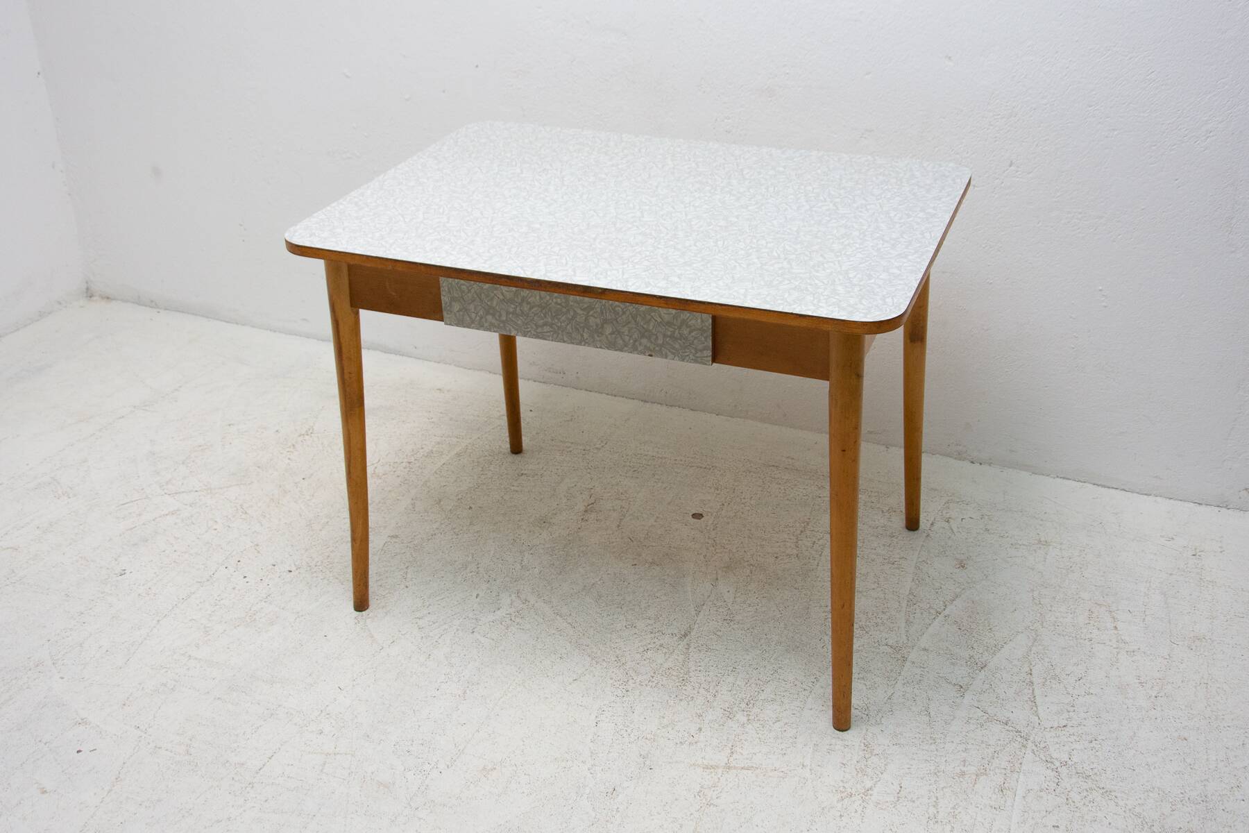 Midcentury formica and wood central table, Czechoslovakia, 1960s