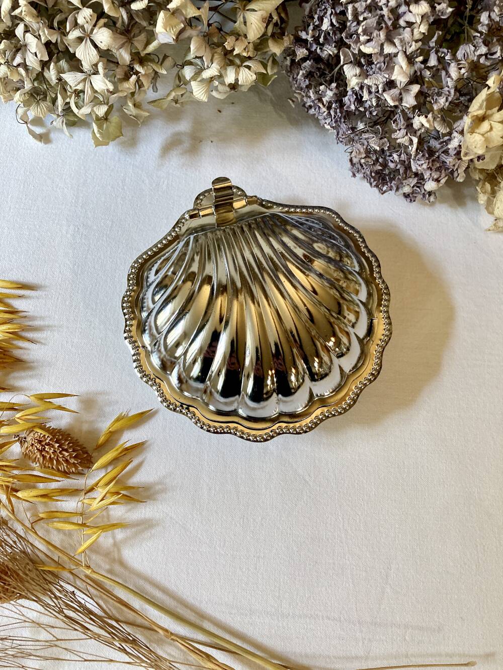 Silver-plated shell butter dish, 1950s