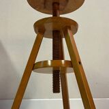 Adjustable and swivel wooden stool