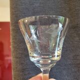 12 crystal wine glasses engraved with floral patterns