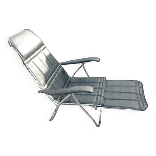 Chaise pliante inclinable vintage maule marga airstream repose-pieds design 1970