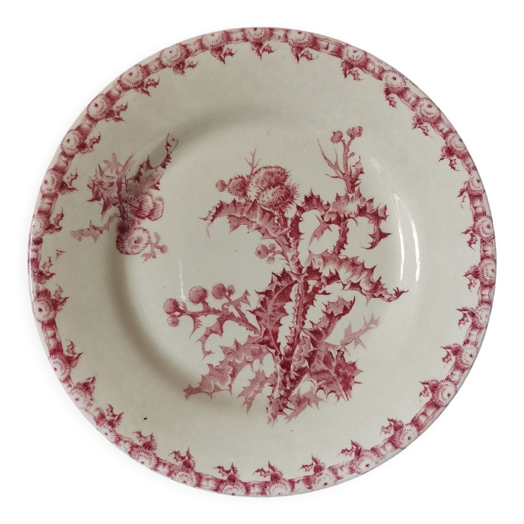 Tissu Vintage Gris à Motifs Chardons Et Fleurs Rouges - Plusieurs Pièces Assemblées - Ancien Rideau Réutilisable