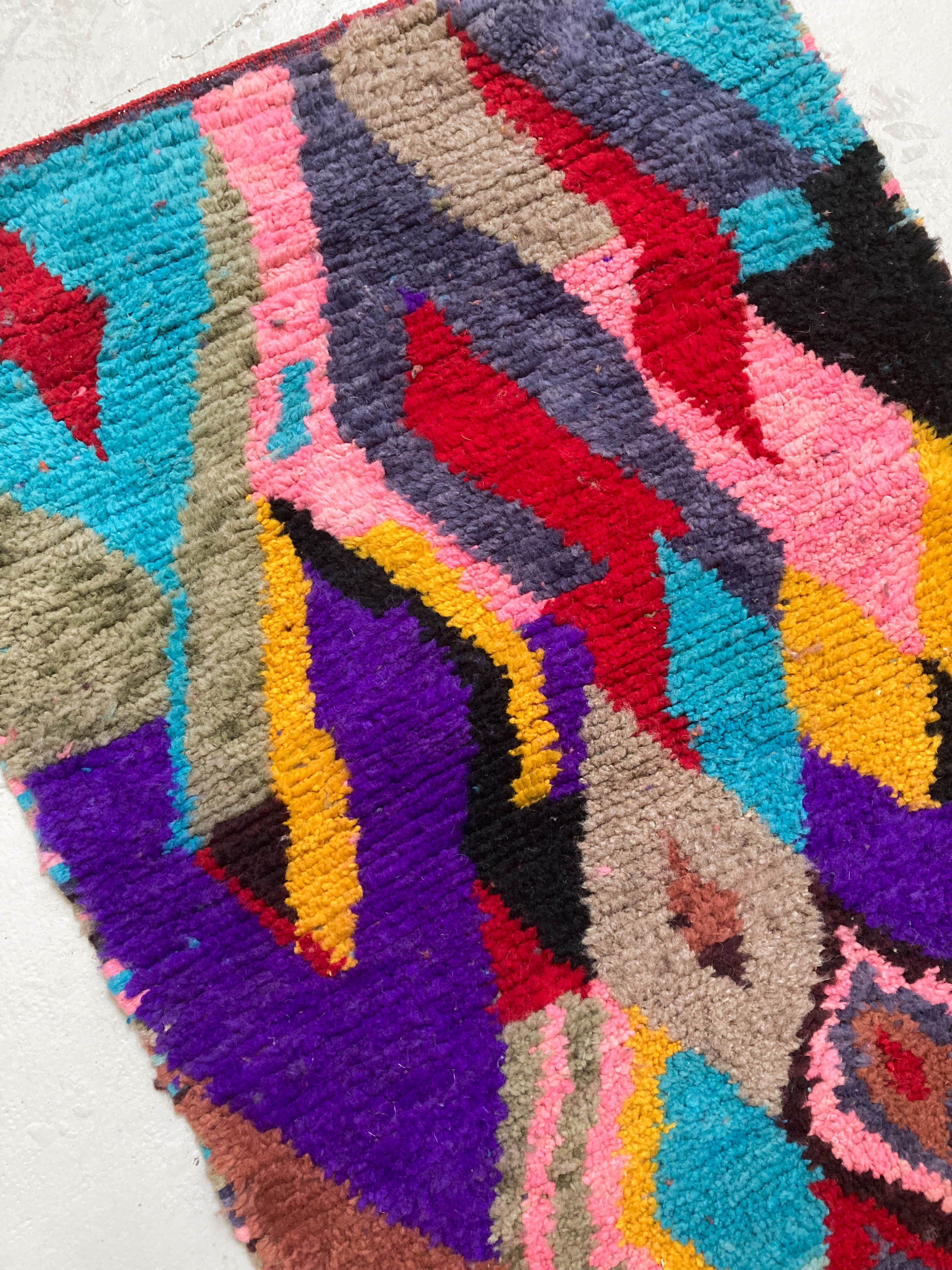 Moroccan Berber rug Boujaad corridor with multicolored patterns 283x86cm