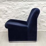 Alky Lounge Chair in Navy BlueCorduroy by Giancarlo Piretti for Anonima Castelli | Italian Space Age