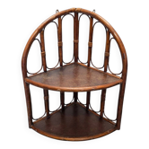Vintage Rattan Wall Corner Etagere, 1960/70s