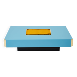 Coffee table by Willy Rizzo model Alveo blue lacquered brass 1970