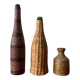 Assortiment bouteilles rotin, cuir et grès
