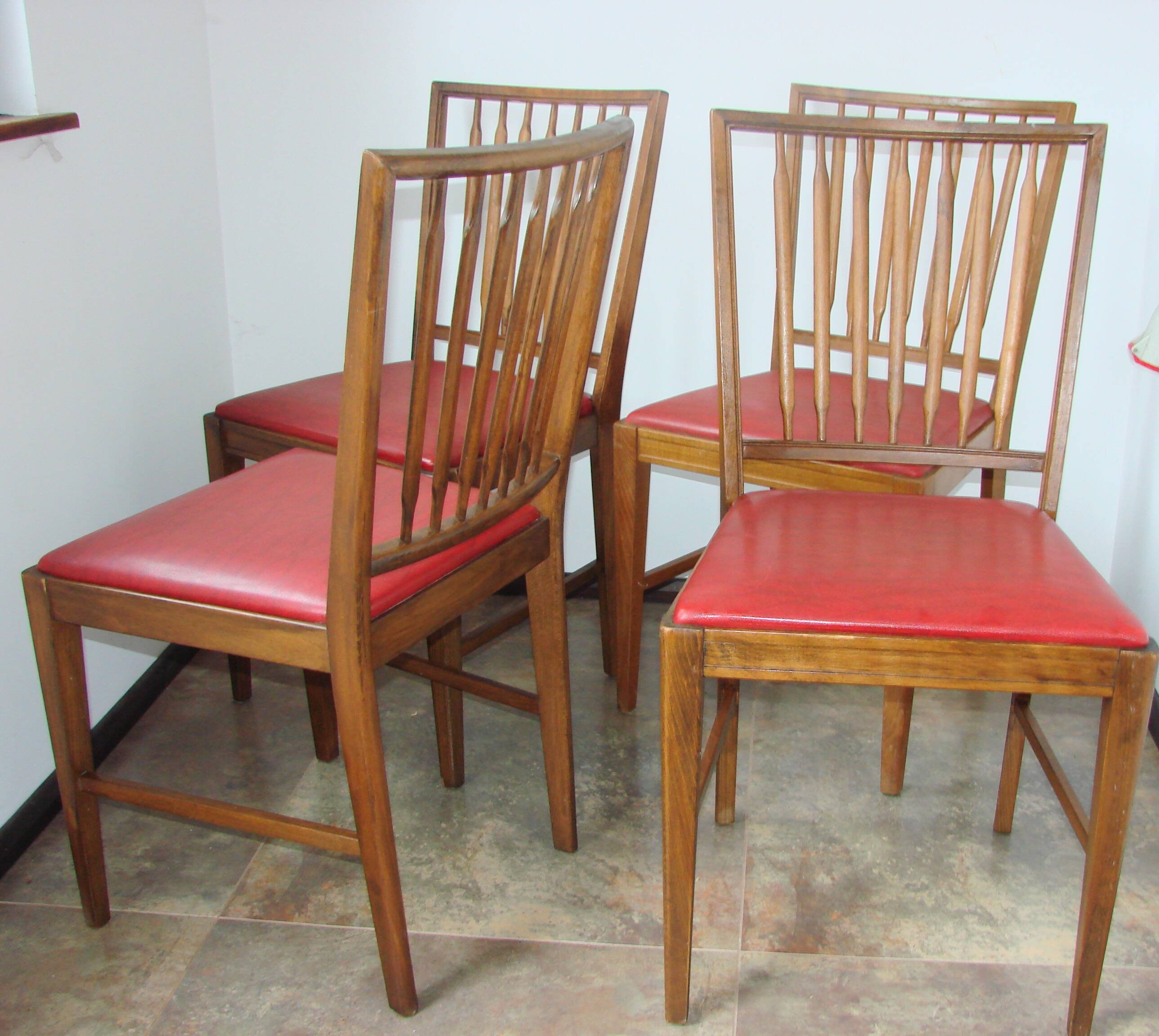 Set of 4 Moder chairs, 1960s – oak and eco-leather, vintage