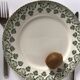 4 assiettes creuses Terre de Fer Badonviller trèfle kaki