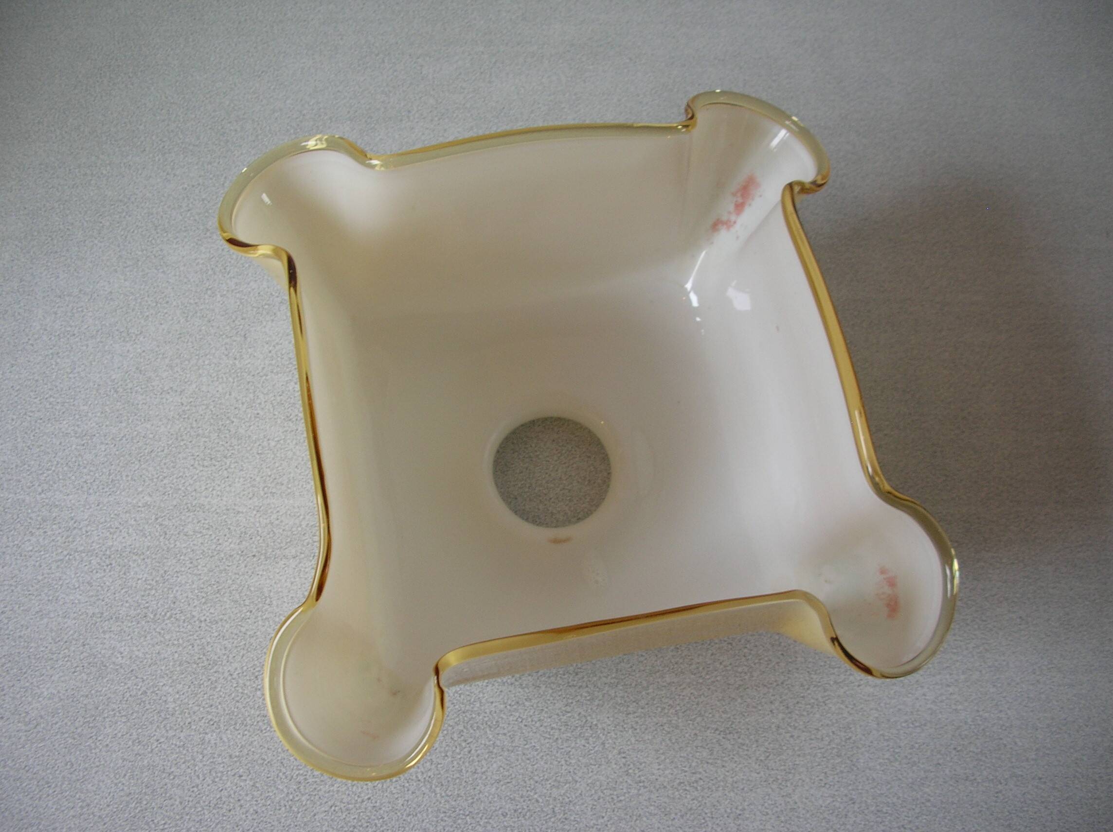 Old globe lampshade pendant in white caramel glass vintage decorative light fixture