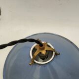 Pair of blue enameled sheet metal pendant lights