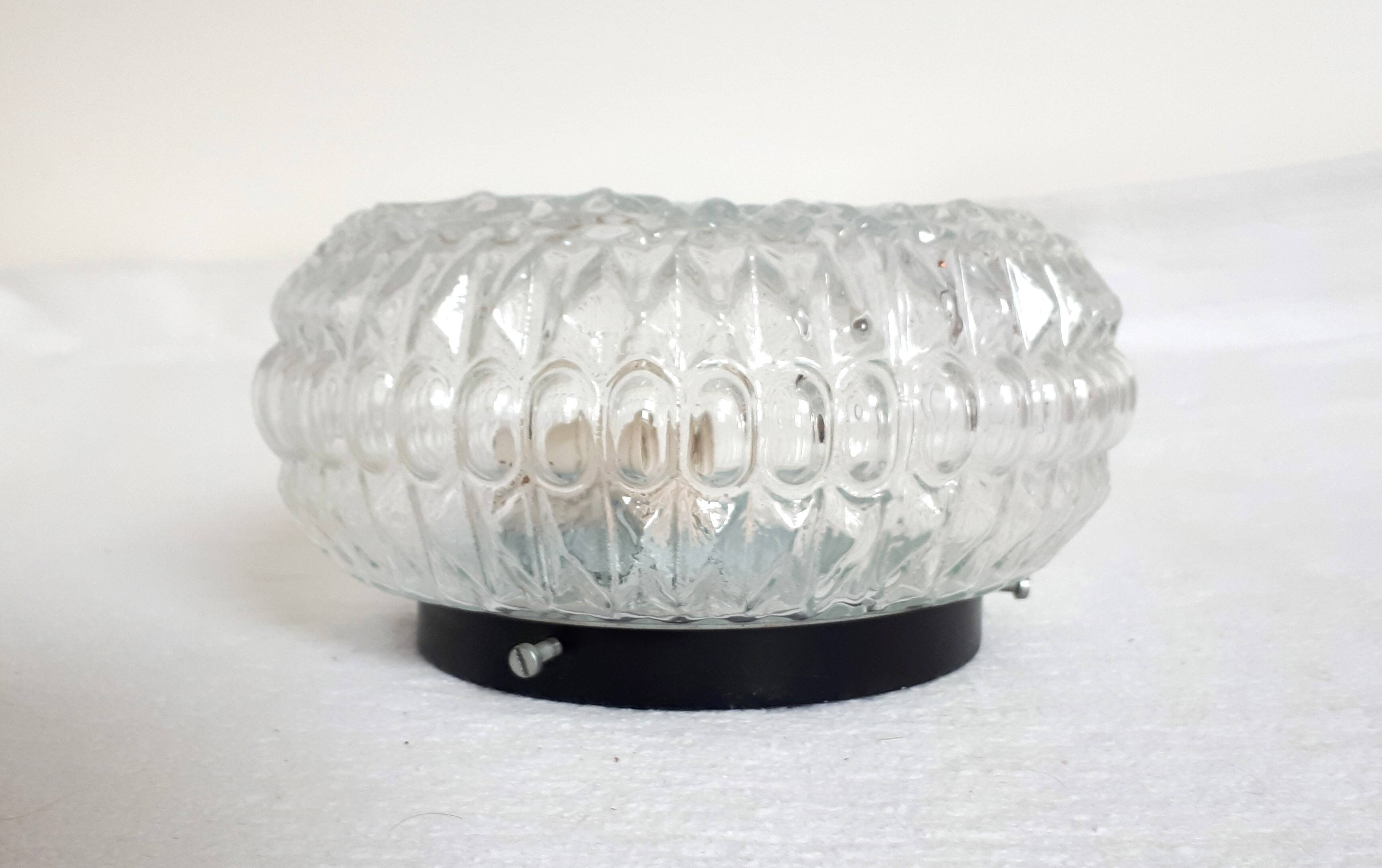 Retro 1970s ceiling/wall light in Flower Power design, worm cabochons