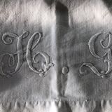Old linen sheet monogram H G