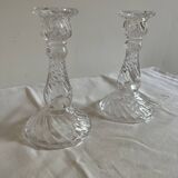 Pair of glass candle holders