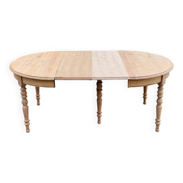 Table à manger ronde extensible rénovée Louis Philippe 118-200cm 19ème