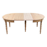 Table à manger ronde extensible rénovée Louis Philippe 118-200cm 19ème