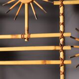 Rattan and Bamboo Room Divider with Sunbrust Accents, Czechoslovakia, 1960´s