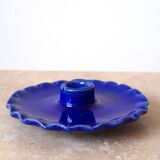 Klein Blue Serrated Ceramic Plate Candle Holder