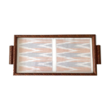 Plateau ancien bois et verre