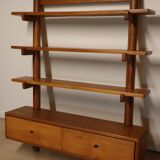 Vintage wall shelf unit in solid elm, 1970s