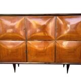 Mid-Century Wood and Brass Sideboard in the style of Paolo Buffa, Italy, 1950s