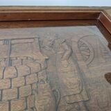 Vintage wooden serving tray signed Souron