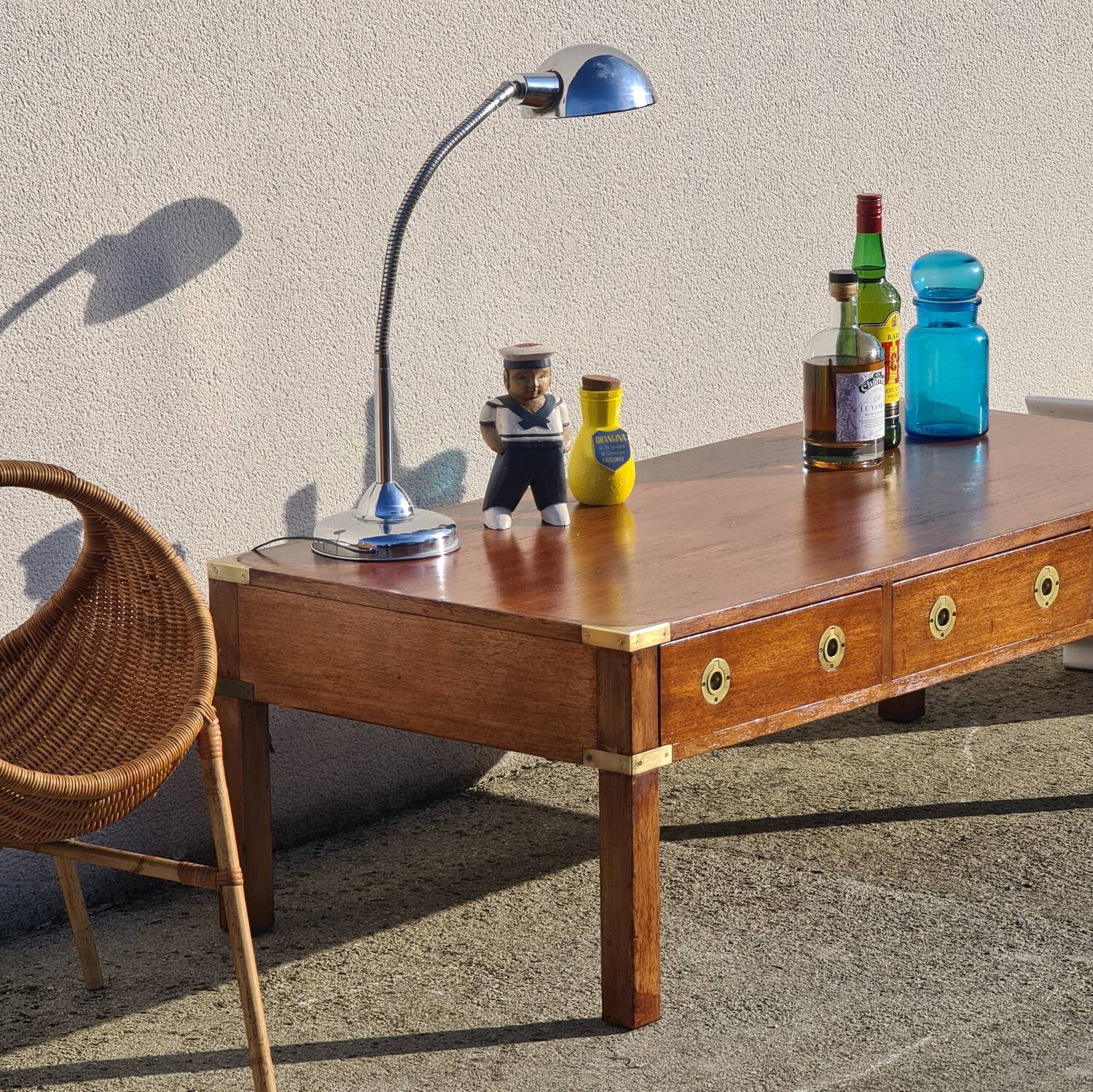 Table basse campagne militaire, marine, vintage