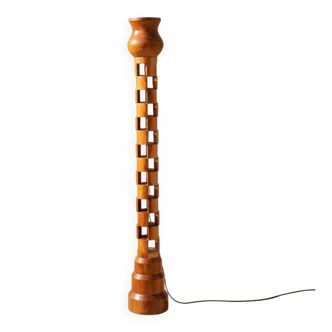 Large sculptural wooden lamp – brutalist style