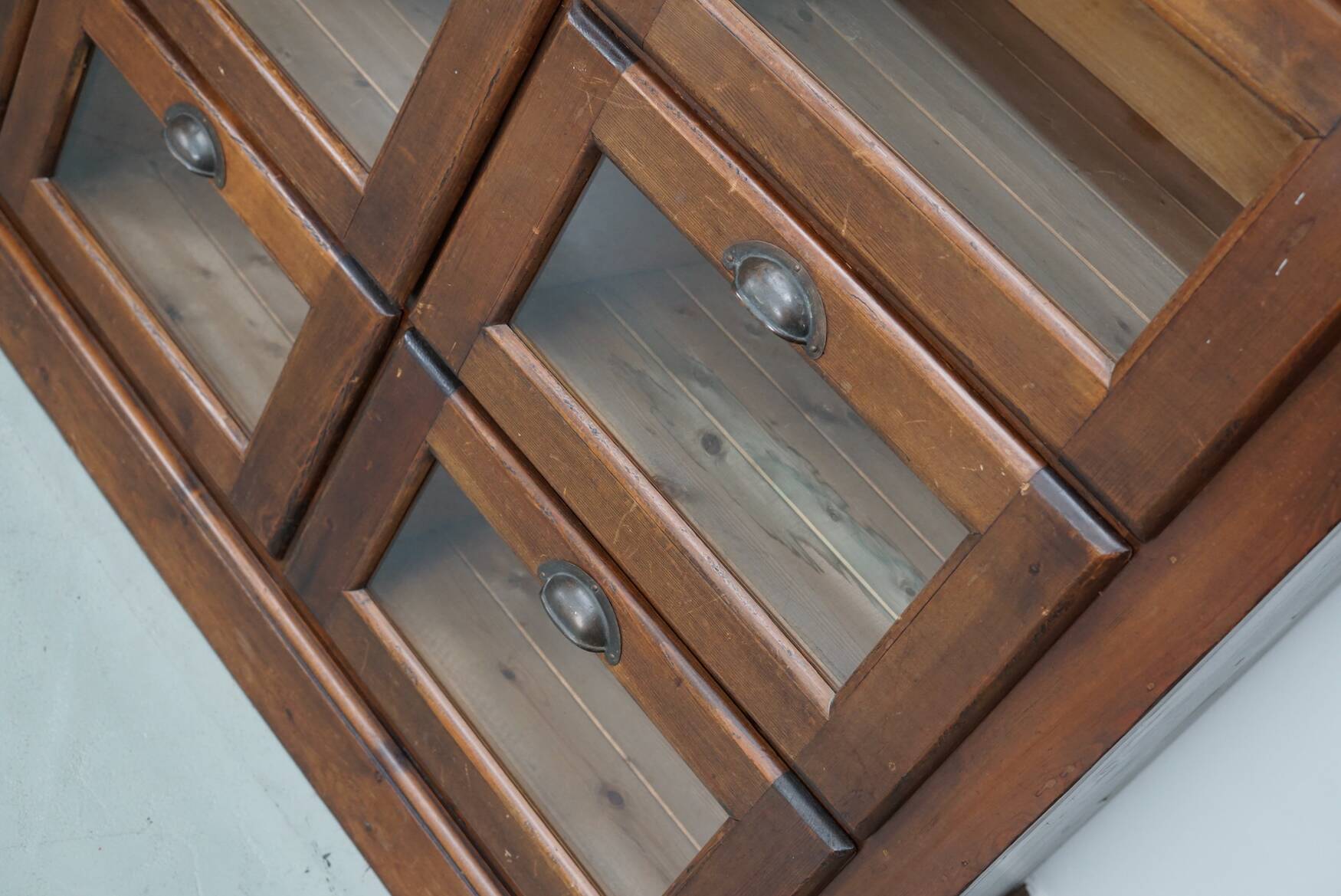 Vintage Dutch Pine Haberdashery Shop Cabinet, Mid-Century