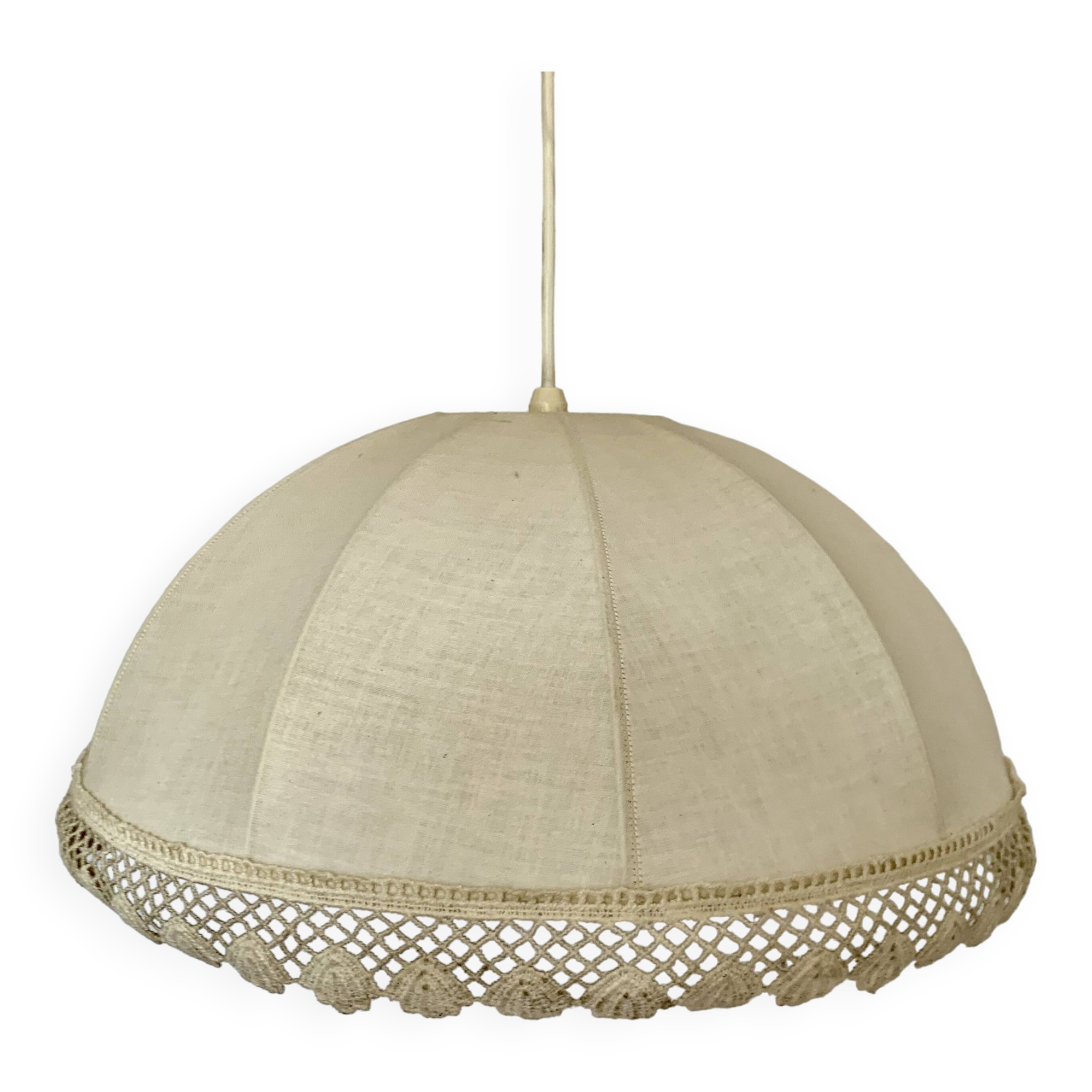 Suspension tissu broderie vintage crème / écru / beige