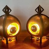 Pair of art deco lamps in brassware