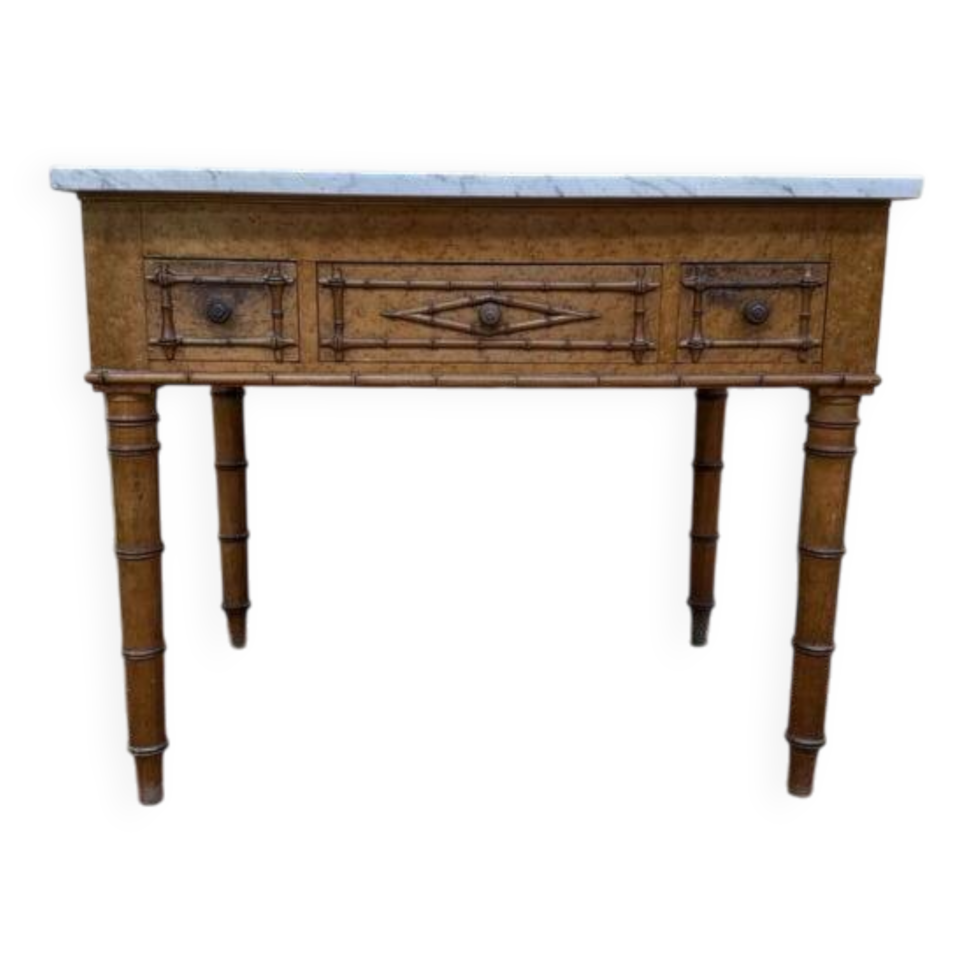Table de toilette en bambou et marbre 1900