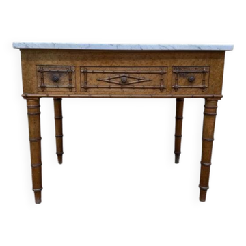 Table de toilette en bambou et marbre 1900
