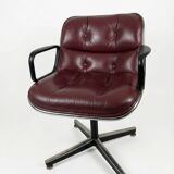 Charles Pollock Executive Armchair for Knoll Vintage Bordeaux Leather 1970