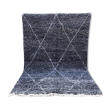 Tapis Beni Ouarain noir chiné à losanges 280x190cm