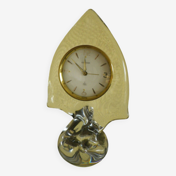 Scheider crystal table clock in biomorphic shape and signed