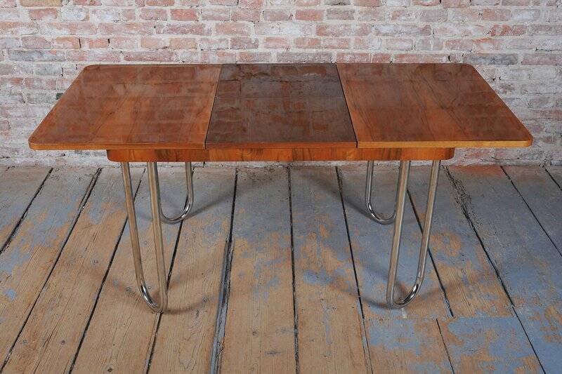 Bauhaus Oak Foling Table by J. Halabala for UP Zavody, Czech, 1930s