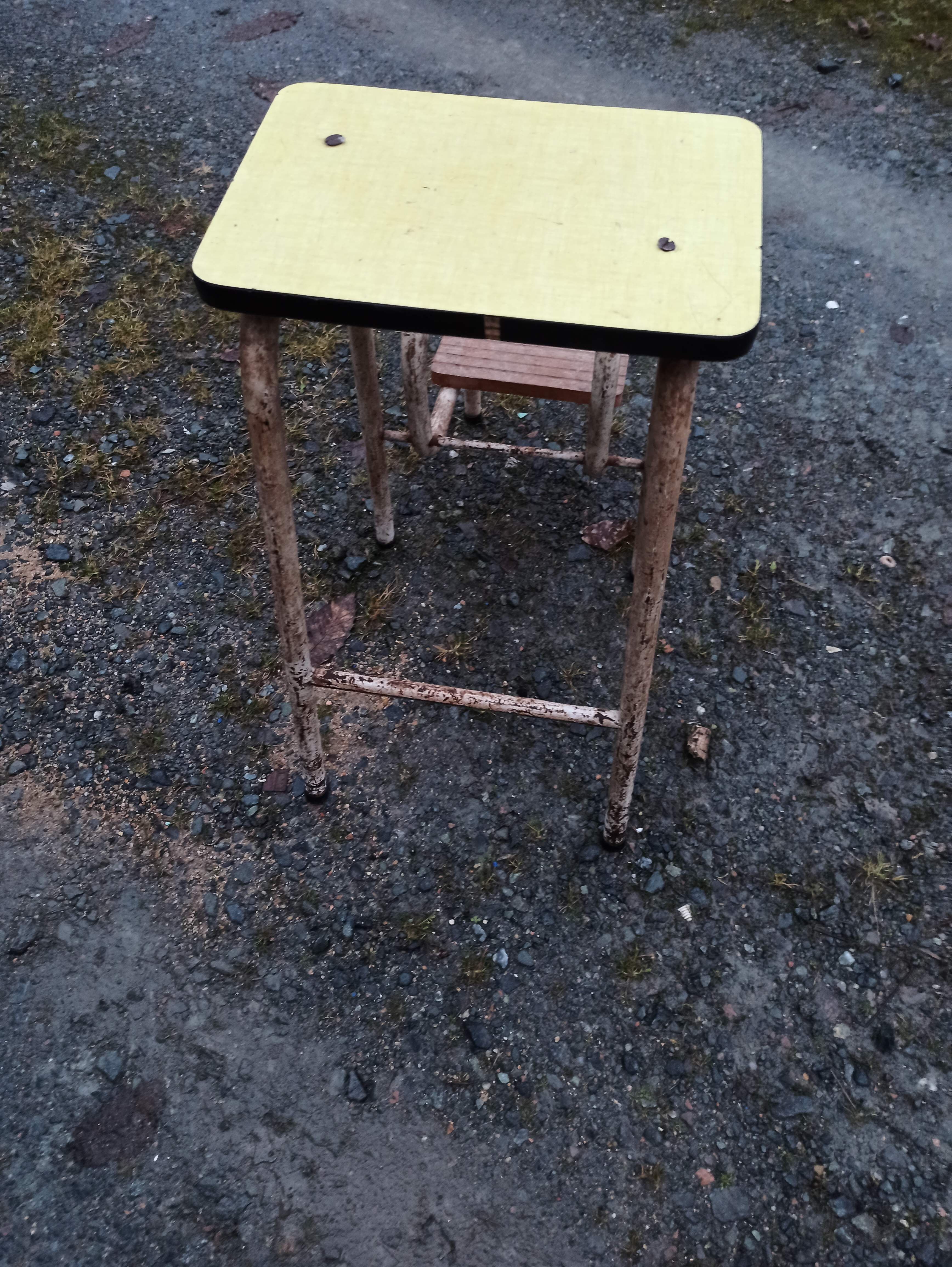 Yellow formica stool stepladder step
