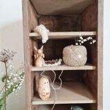 Old wooden workshop shelf
