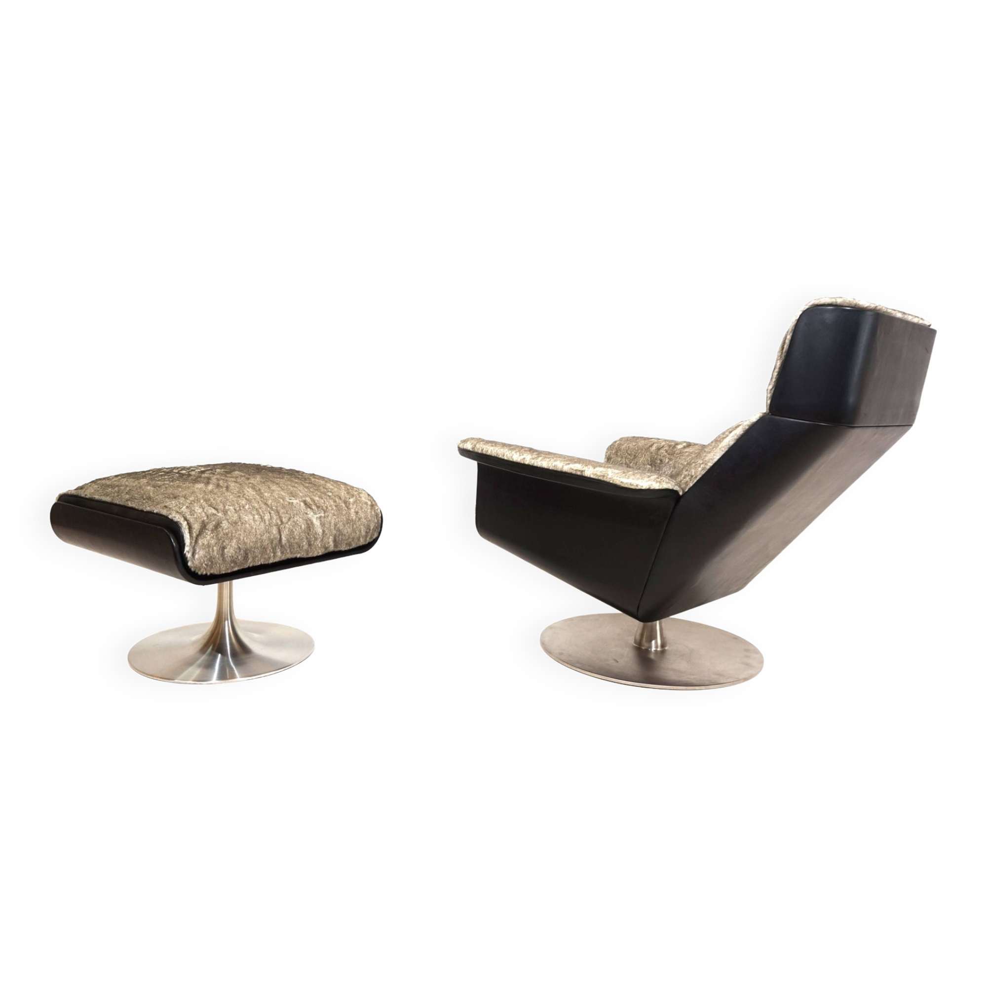 Fauteuil lounge Kaufeld Siesta 62 avec pouf par Jacques Brule