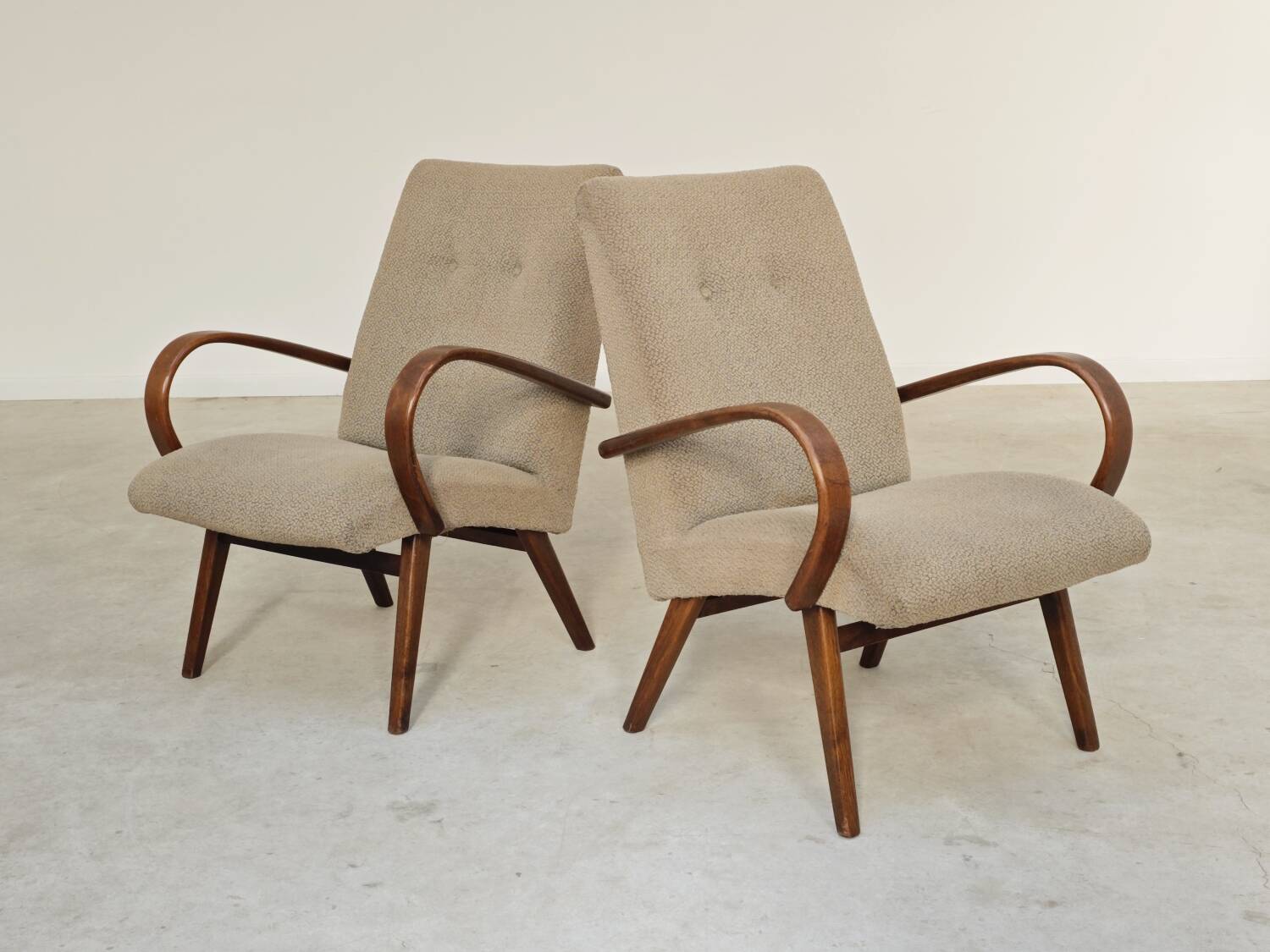 Pair of grey mottled armchairs by Jaroslav Smidek for TON Bystrice