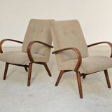 Pair of grey mottled armchairs by Jaroslav Smidek for TON Bystrice