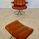 Vintage retro Ekornes Stressless reclining lounge chair & stool 1960s